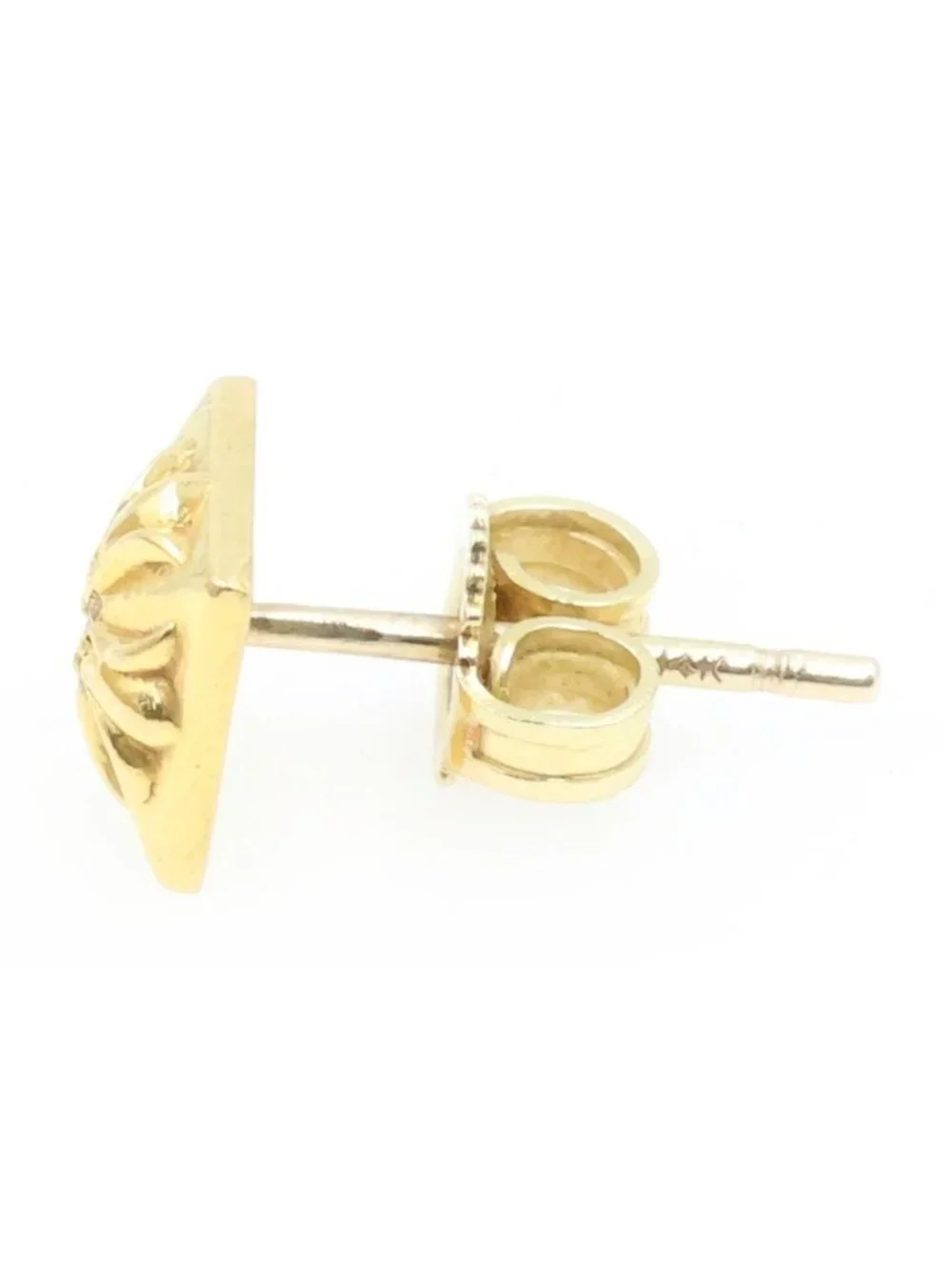 Chrome Hearts Pyramid Stud Plus 1 Diamond Earrings Gold